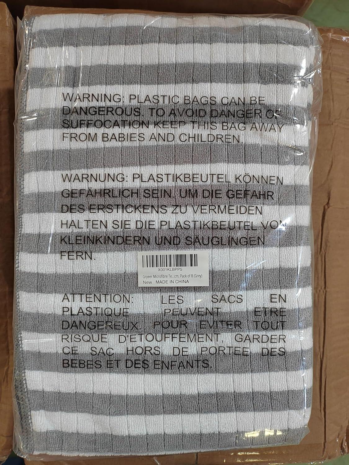 8er-Set Microfaser Geschirrtücher 400g/m² 65x45cm Grau