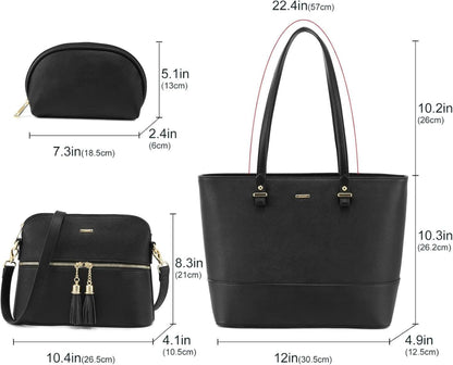 Große Damen Handtasche Set Leder Schultertasche Shopper