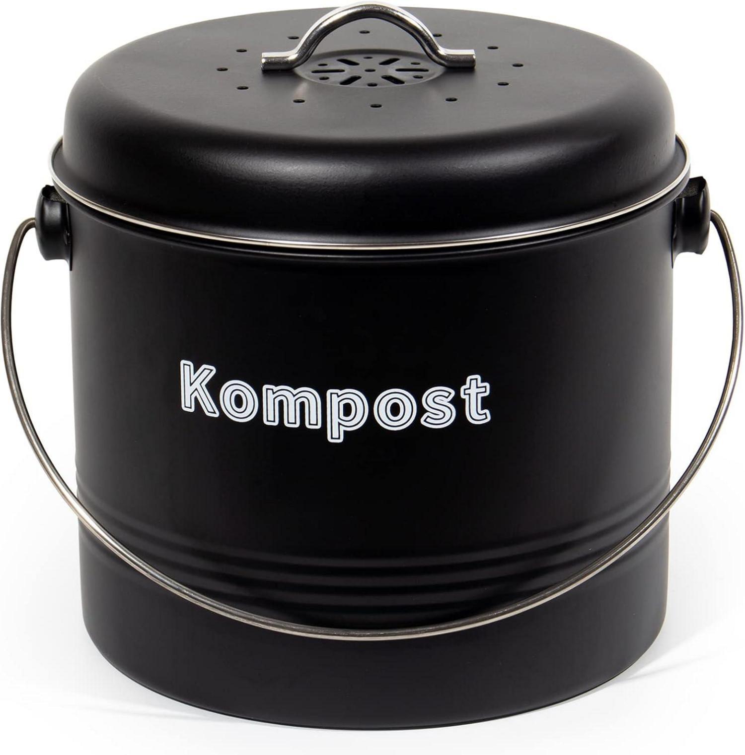 Biomülleimer 7L Geruchsdicht Aktivkohlefilter Metall Retro