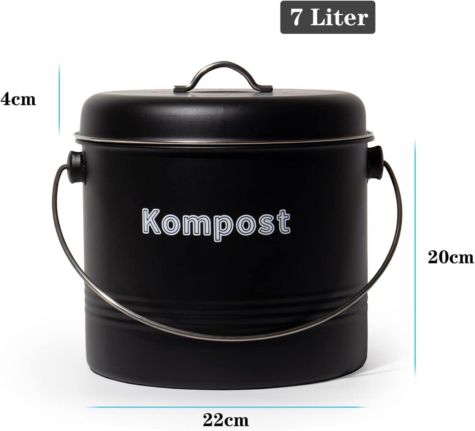 Theo&Cleo Biomülleimer Küche 7L Aktivkohlefilter Metall