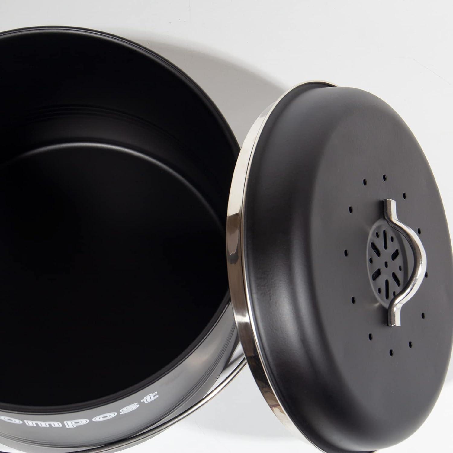 Biomülleimer 7L Geruchsdicht Aktivkohlefilter Metall Retro