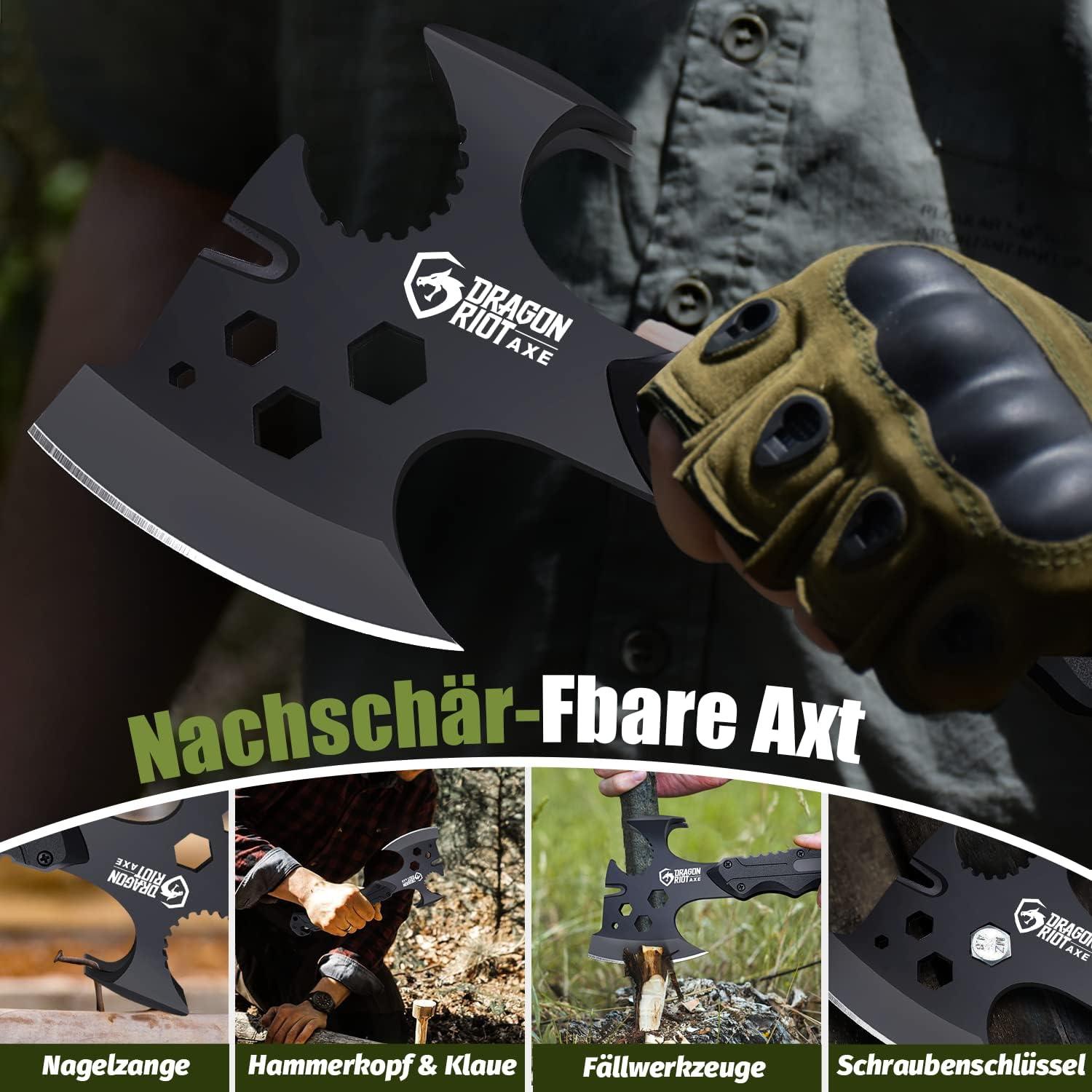 DRAGON RIOT Axt Beil 8-in-1 Survival Camping Outdoor Full