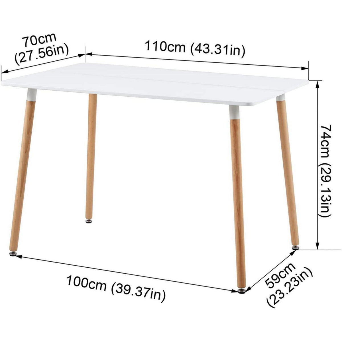 Moderner Esszimmertisch Weiß 110x70 cm – Skandinavisch & Robust