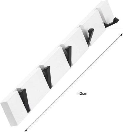 YunNasi Holz Hakenleiste Klappbar Wandgarderobe 5 Haken