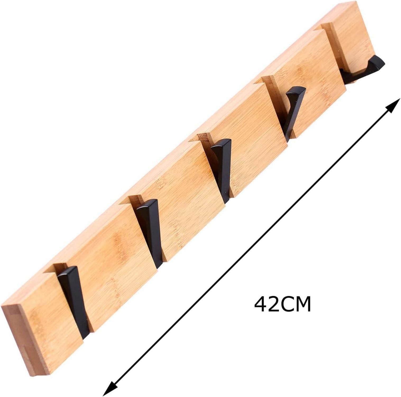 YunNasi Holz Hakenleiste Klappbar Wandgarderobe 5 Haken