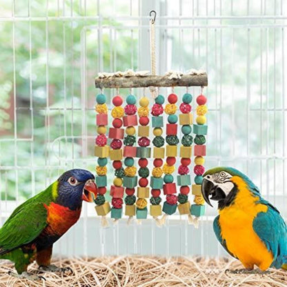 Großes Papageienspielzeug aus Holz – Kauspaß für Vögel