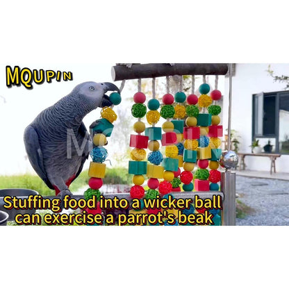 Großes Papageienspielzeug aus Holz – Kauspaß für Vögel