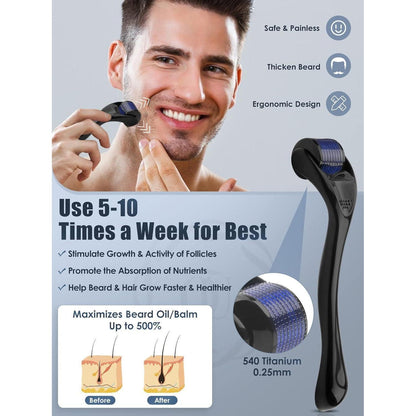 Bartwuchsmittel Männer Set Bartroller 0,25mm Bartwuchs Kit