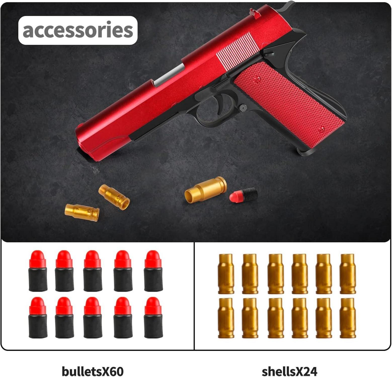 Kinder Spielzeugpistole Schaumstoff Blaster 60 Kugeln Magazin