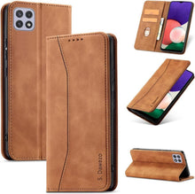 PU Leder Hülle für Samsung Galaxy A22 5G Braun mit Ständer und