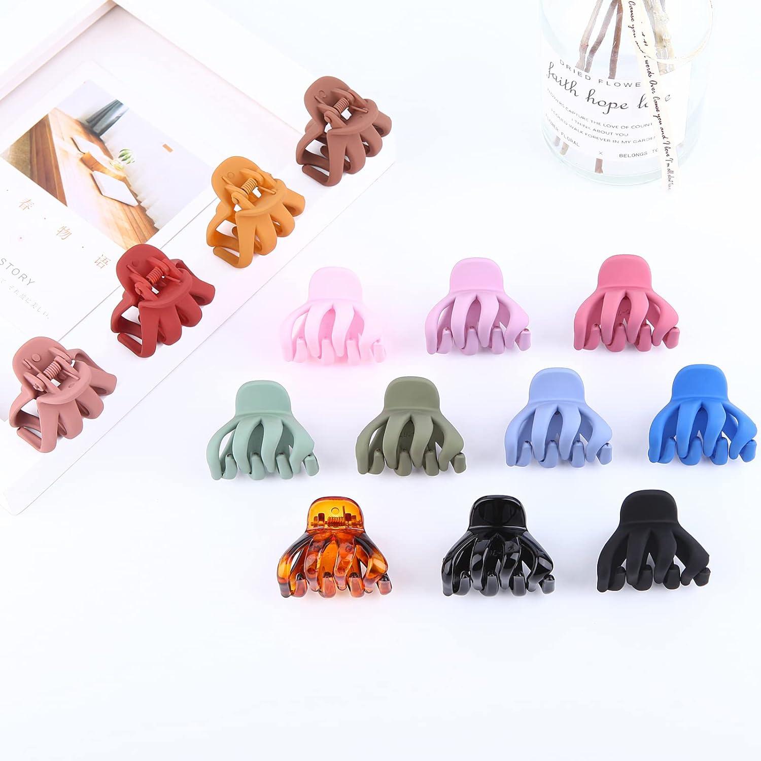 14 Stück Damen Haarklammer Octopus Haarspangen Klein Kunststoff 4cm Mehrfarbig