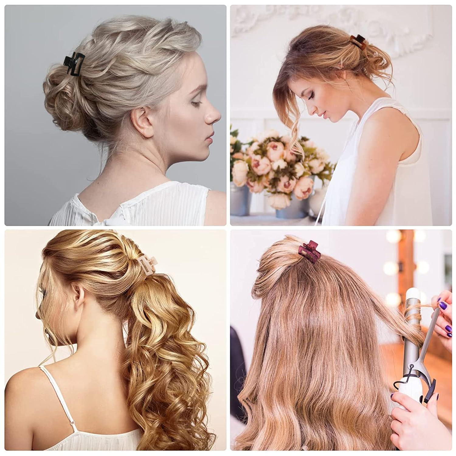 10 Stück Haarspangen Damen Dünnes Haar Eckig 4 CM Bunt