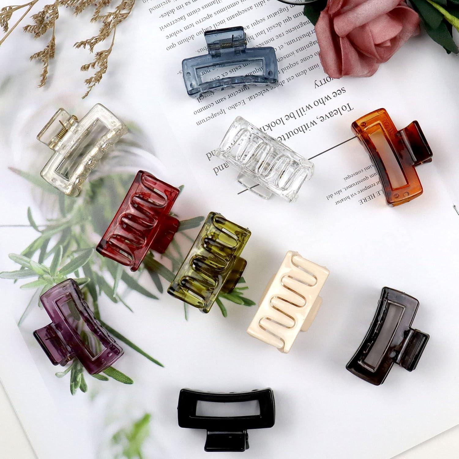 10 Stück Haarspangen Damen Dünnes Haar Eckig 4 CM Bunt