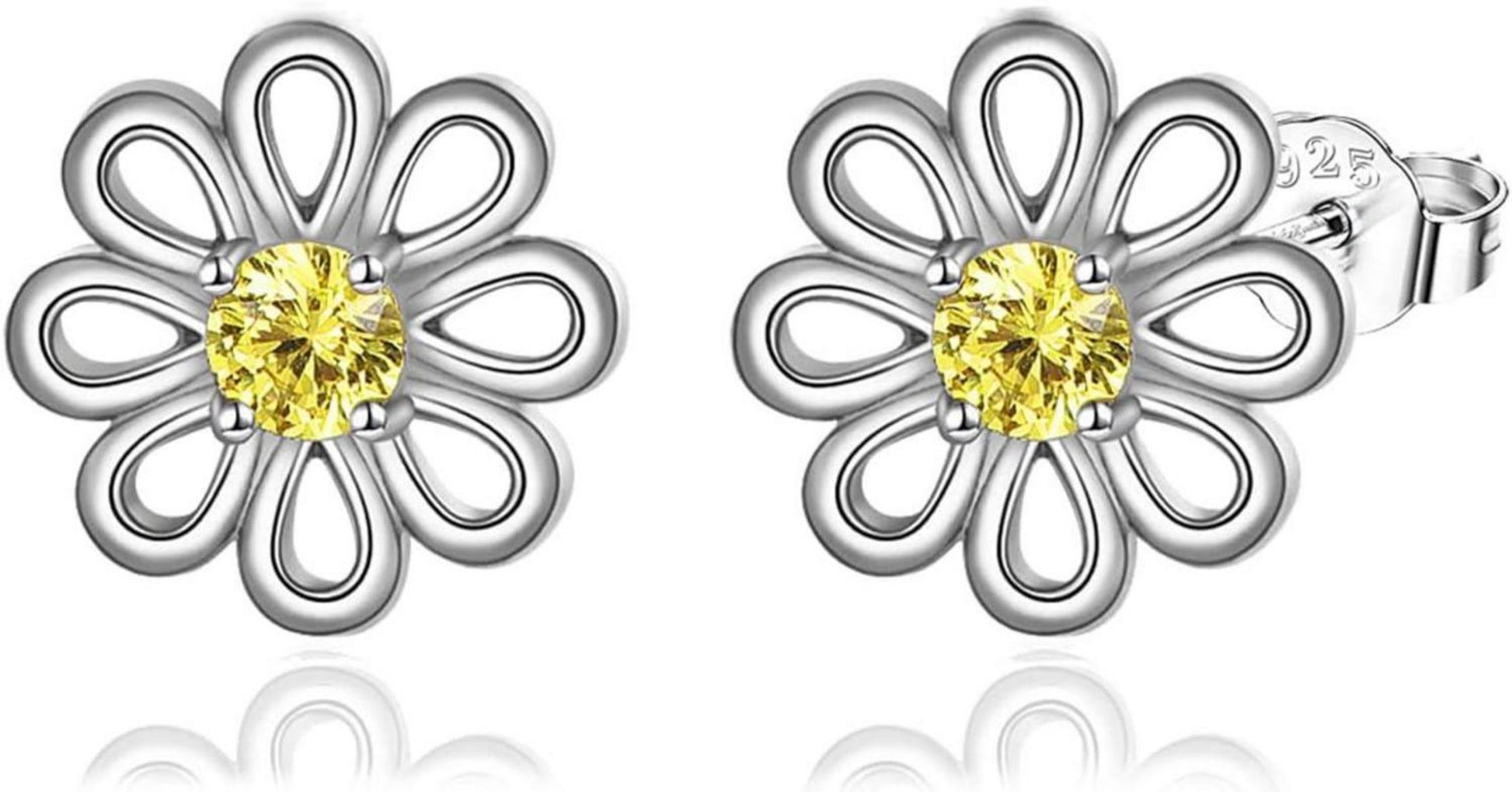 925 Sterling Silber Gänseblümchen Ohrringe - Unschuld & Liebe