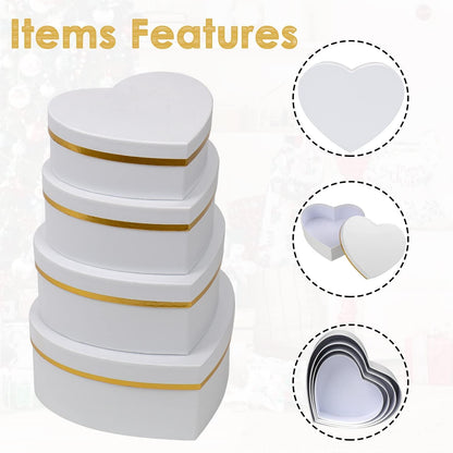 Herzförmige Geschenkboxen Aufbewahrungsboxen weiß 4er Set