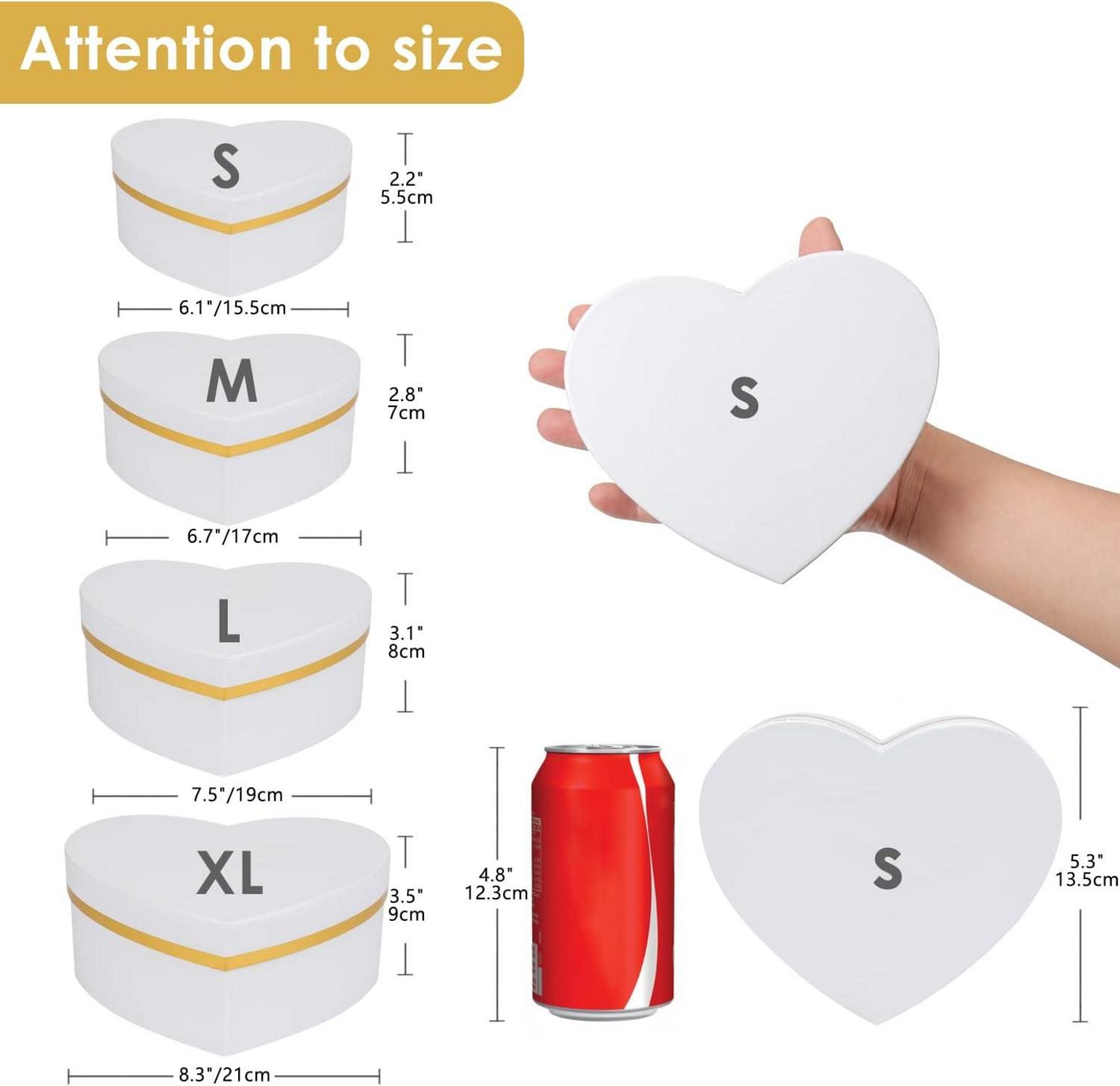 Herzförmige Geschenkboxen 4er Set Weiß-1 - Aufbewahrungsboxen mit