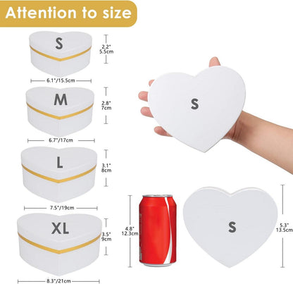 Herzförmige Geschenkboxen 4er Set Weiß-1 - Aufbewahrungsboxen mit