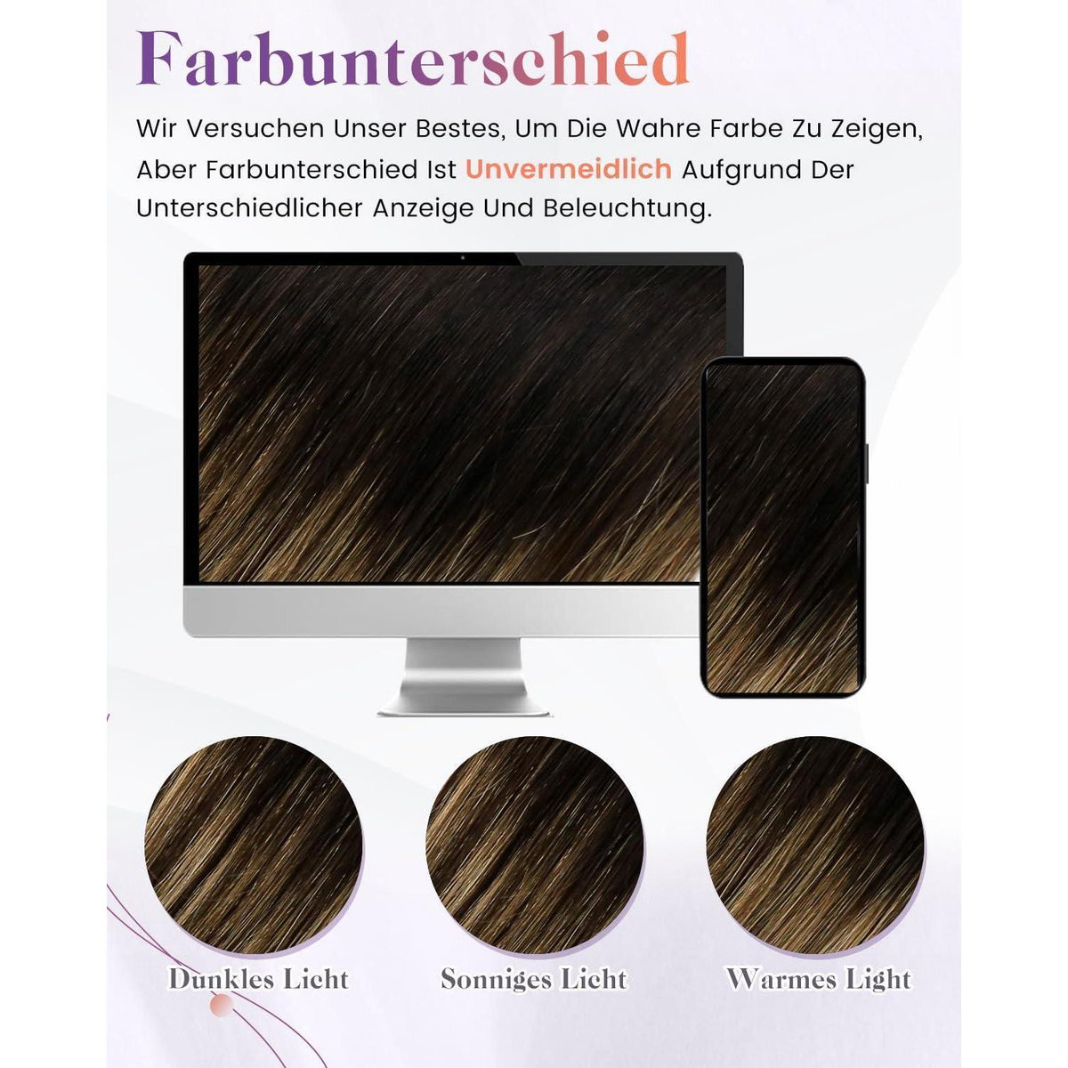 Echthaar Zopf Extension Schwarz Ombre Braun Balayage 40cm