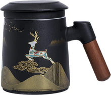 Keramik Teebecher mit Teesieb und Deckel handbemalt 400ML Black