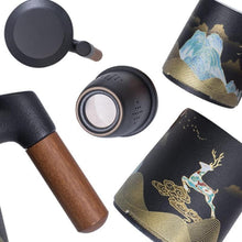 Keramik Teebecher mit Teesieb und Deckel, handbemalt, 400ml