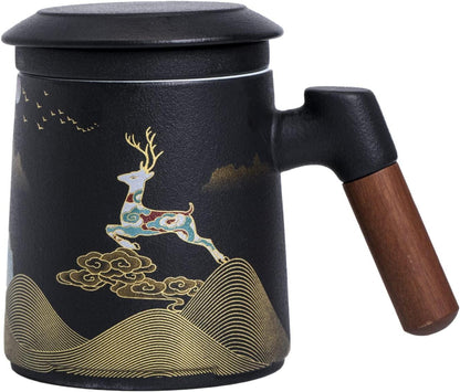 Keramik Teebecher mit Teesieb, Deckel