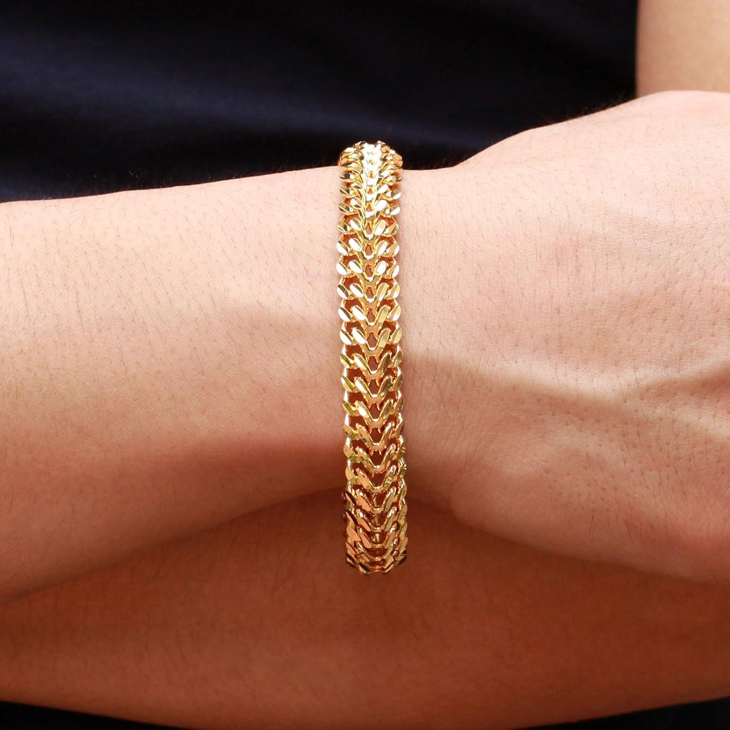 Edelstahl Armband Motorradkette Biker Gliederkette Rock Band Gold