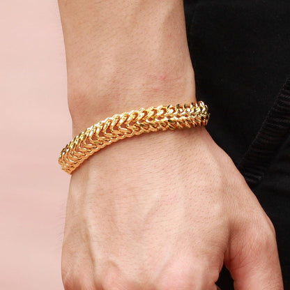 OSTAN Herren Edelstahl Armband Biker Motorradkette Gold 21.5cm