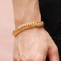 OSTAN Herren Edelstahl Armband Biker Motorradkette Gold 21.5cm