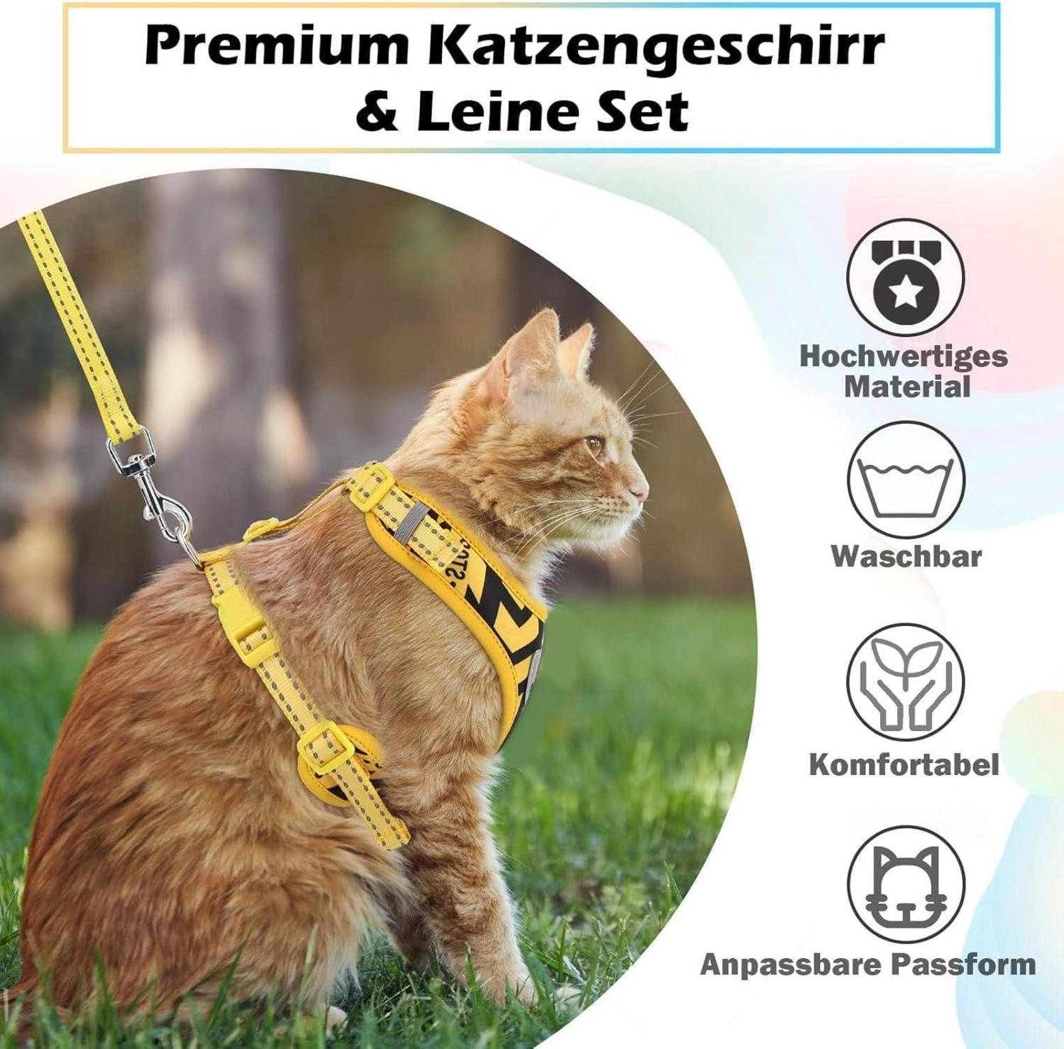 Katzengeschirr und Leine Set Fluchtsicher Grau S S 24-40 cm
