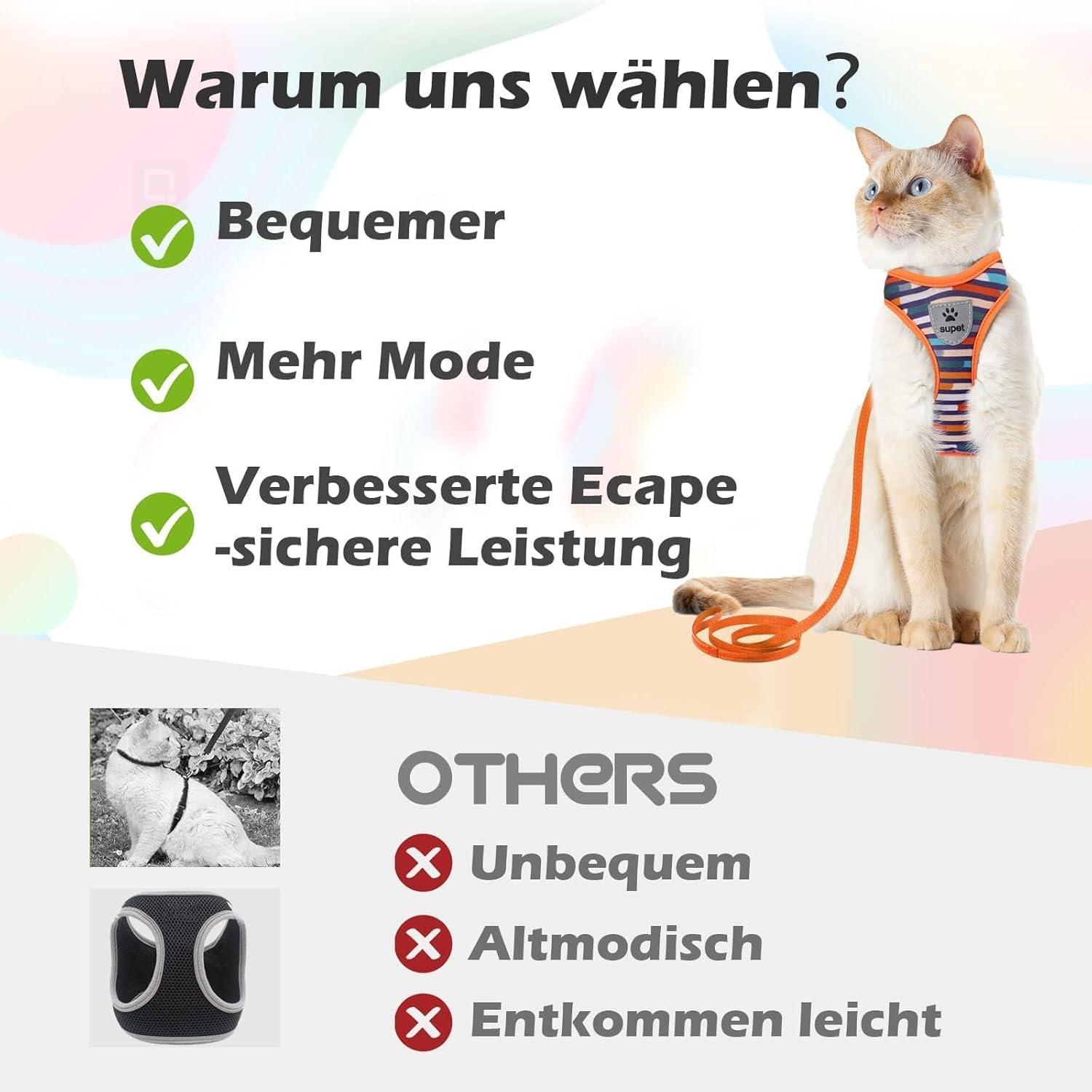 Katzengeschirr Leine Set Fluchtsicher Verstellbar Reflexstreifen Grau