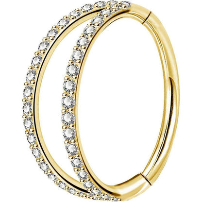 Helix Ring mit Zirkonia, 16G/20G Edelstahl, Gold