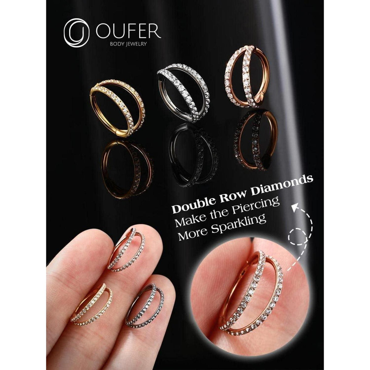 Helix Ring mit Zirkonia, 16G/20G Edelstahl, Gold