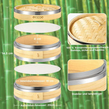 Bambusdämpfer 2 Etagen Edelstahlrand 20cm Dämpfeinsatz, 2