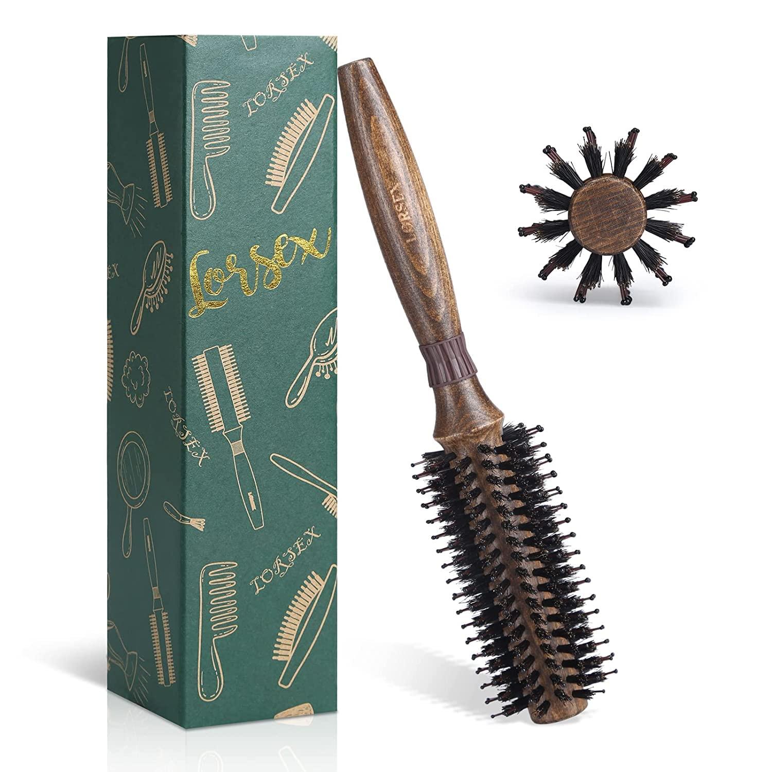 Runde Haarbürste Wildschweinborsten Nylonborsten Profi Styling Locken
