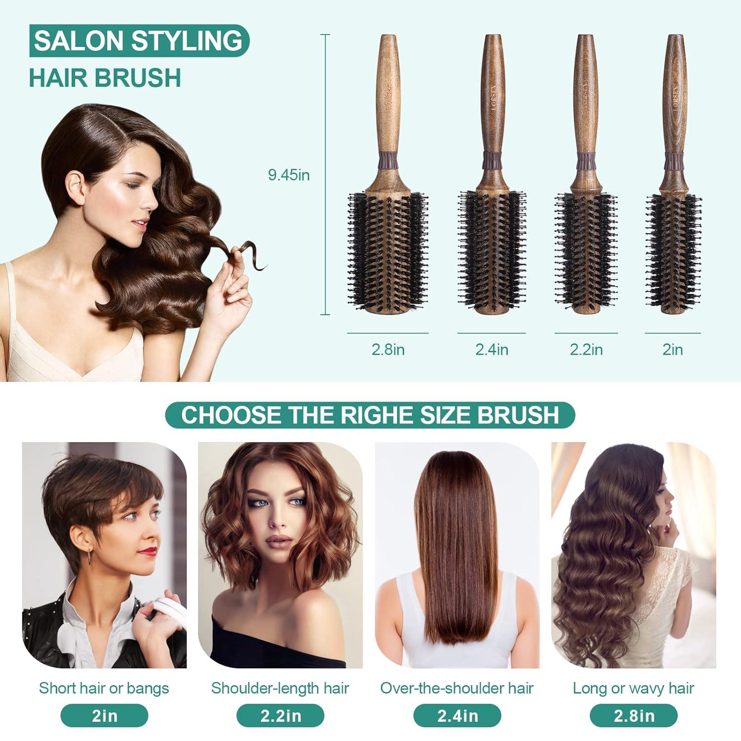 Runde Haarbürste Wildschweinborsten Nylonborsten Styling Locken