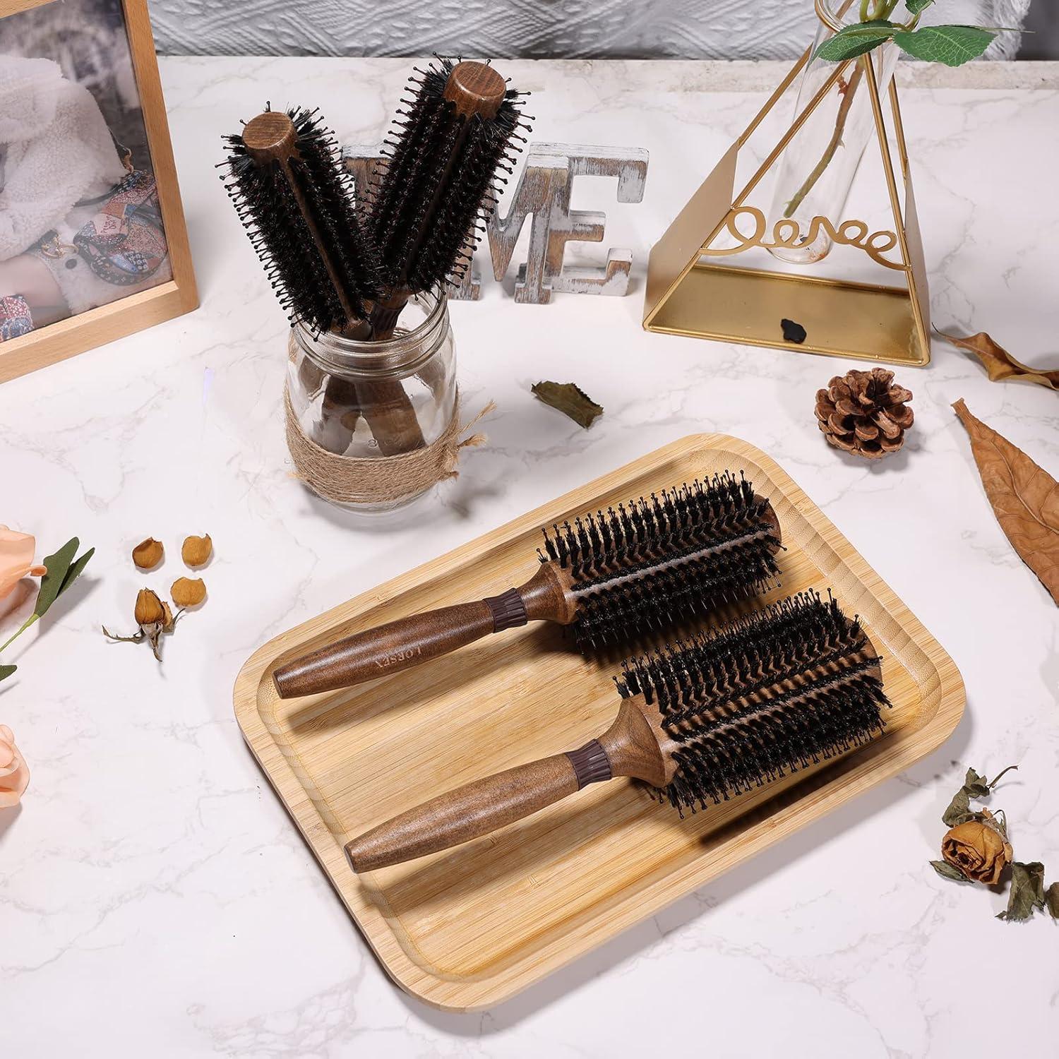 Runde Haarbürste Wildschweinborsten Nylonborsten Styling Locken