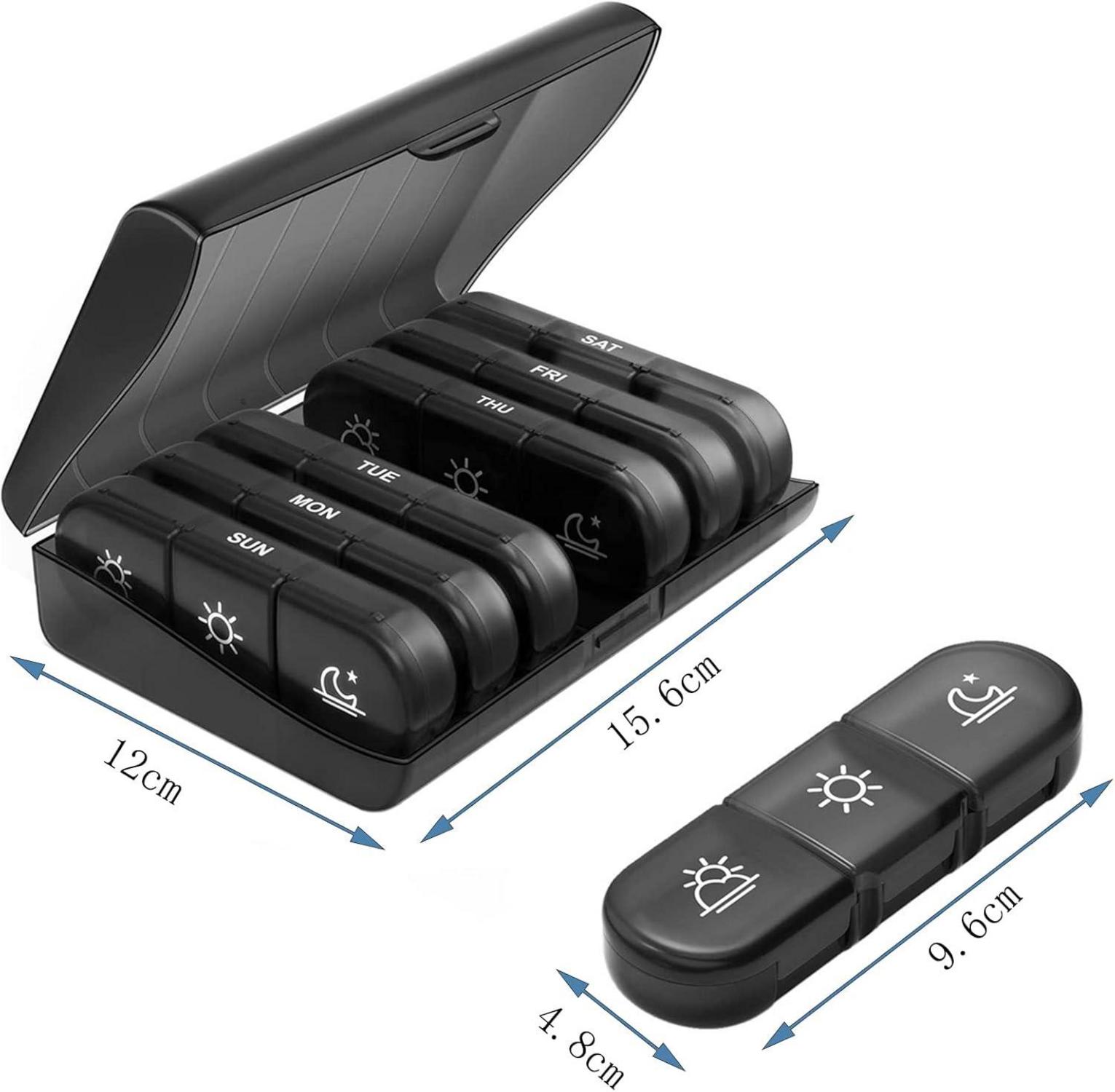 Tablettenbox 7 Tage 3 Fächer Schwarz BPA frei