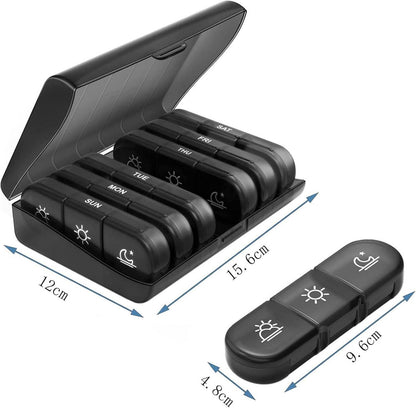 Tablettenbox 7 Tage 3 Fächer Schwarz BPA frei