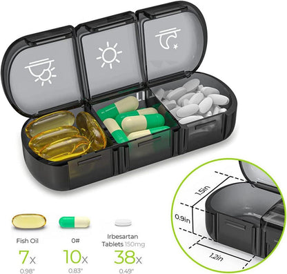 Tablettenbox 7 Tage 3 Fächer tragbar Pillendose, BPA-frei, einfach zu