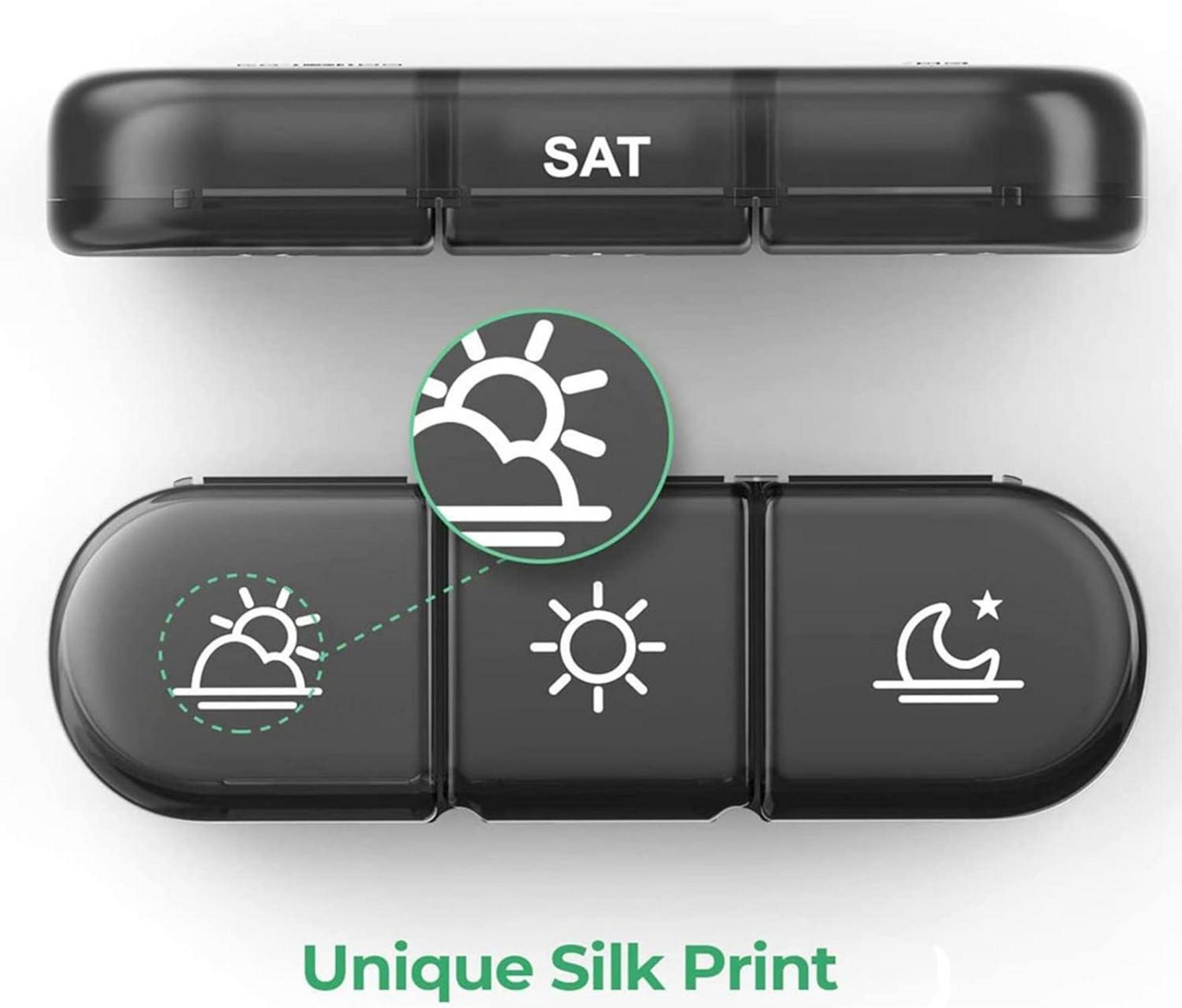 Tablettenbox 7 Tage tragbar mit 3 Fächern, BPA-frei