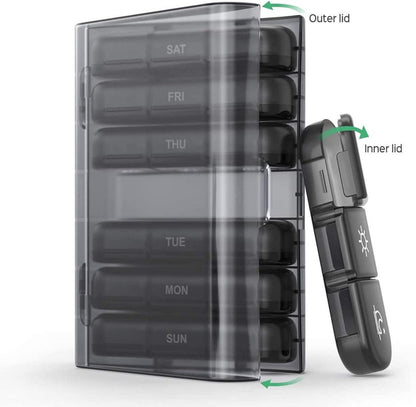 Tablettenbox 7 Tage 3 Fächer für Morgens Mittags Abends Schwarz