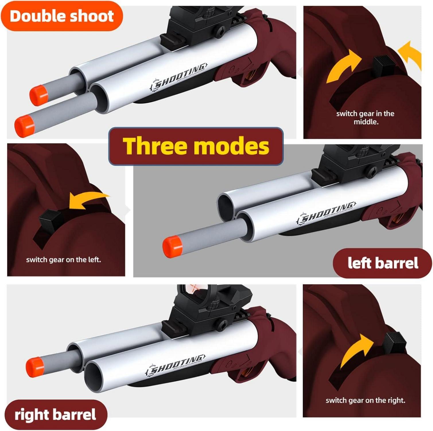 Doppel-Lauf Schaumstoffblaster Shell Ejecting Spielzeugpistole Kinder