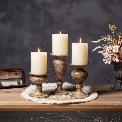 Sziqiqi 3er Set Vintage Kerzenhalter Metall Braun für