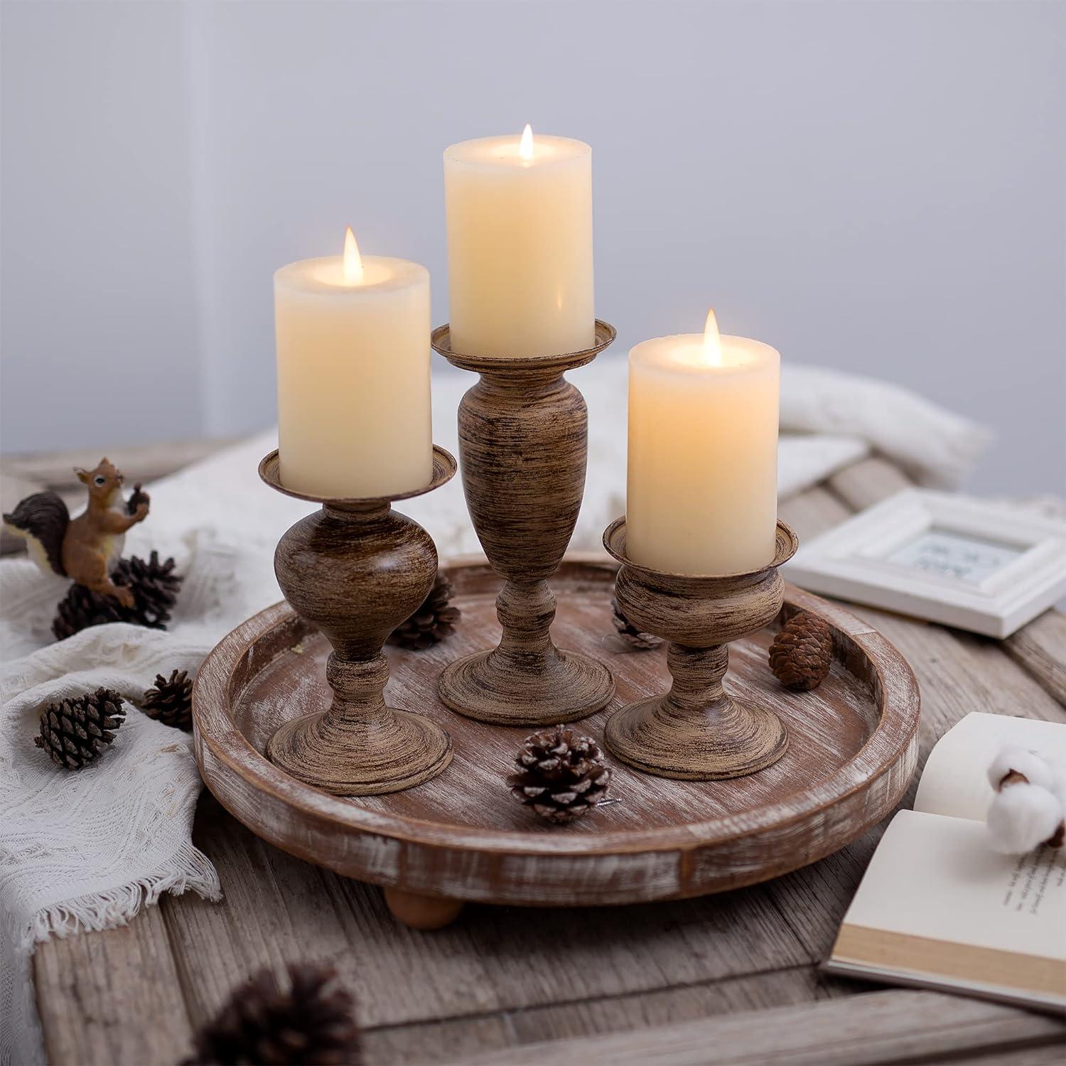 Vintage Kerzenhalter Set Metall Braun für Stumpenkerzen Party