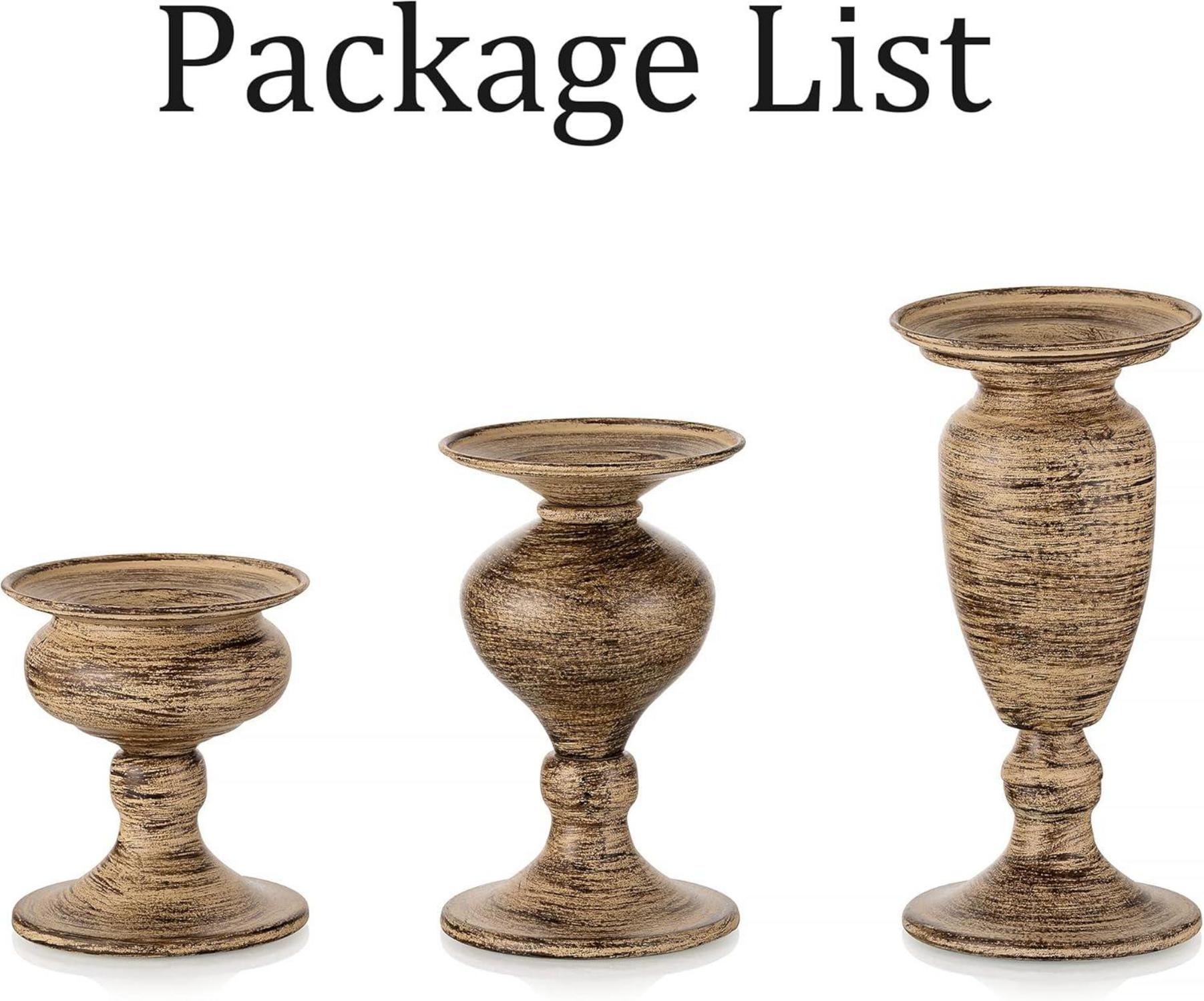 3er Set Kerzenständer Vintage Metall Kerzenhalter Braun Wohnzimmer