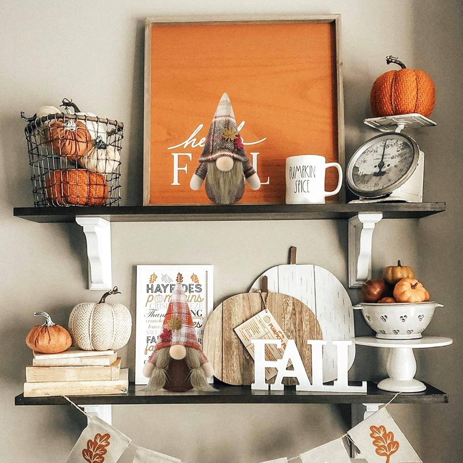 Herbst Deko Wichtel Figuren 2er Set Braun Rot 18cm