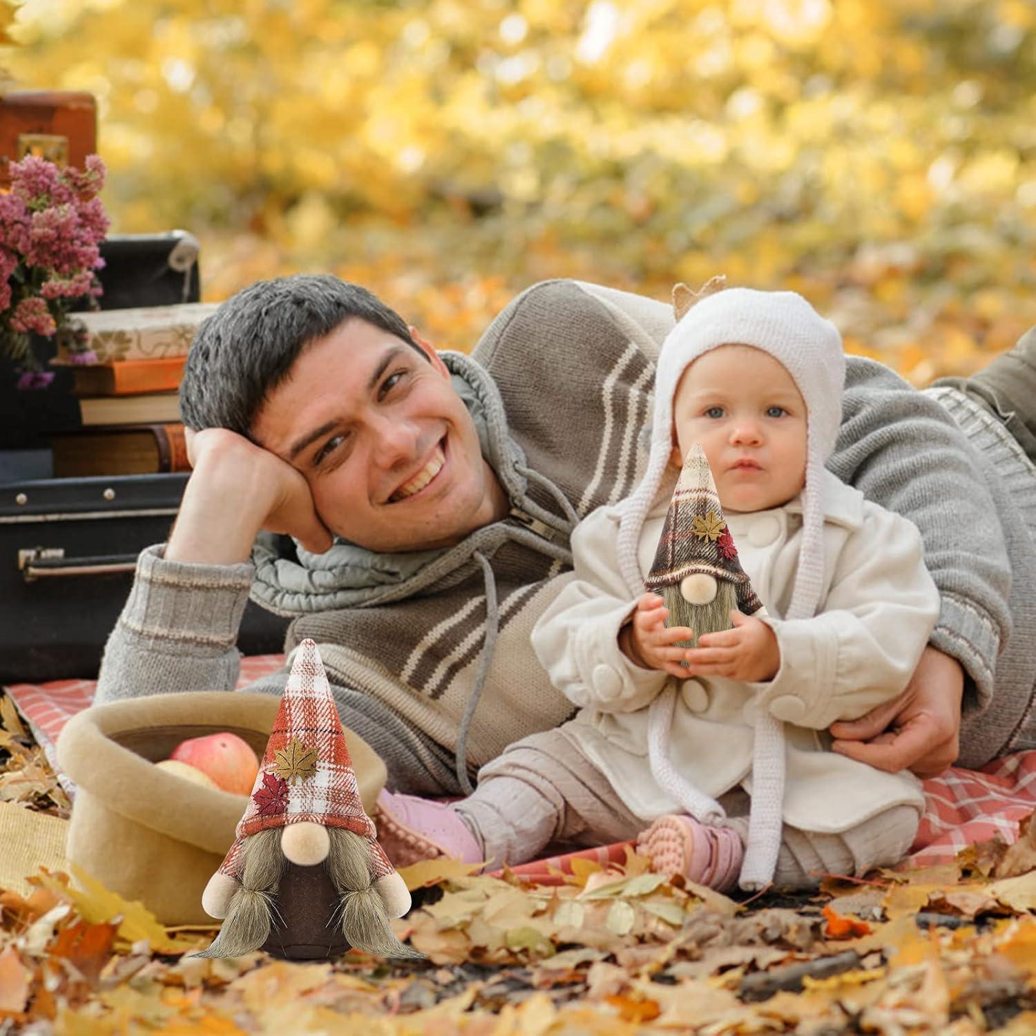 Herbst Deko Wichtel 2er Set Herbstdeko Figuren Braun Rot