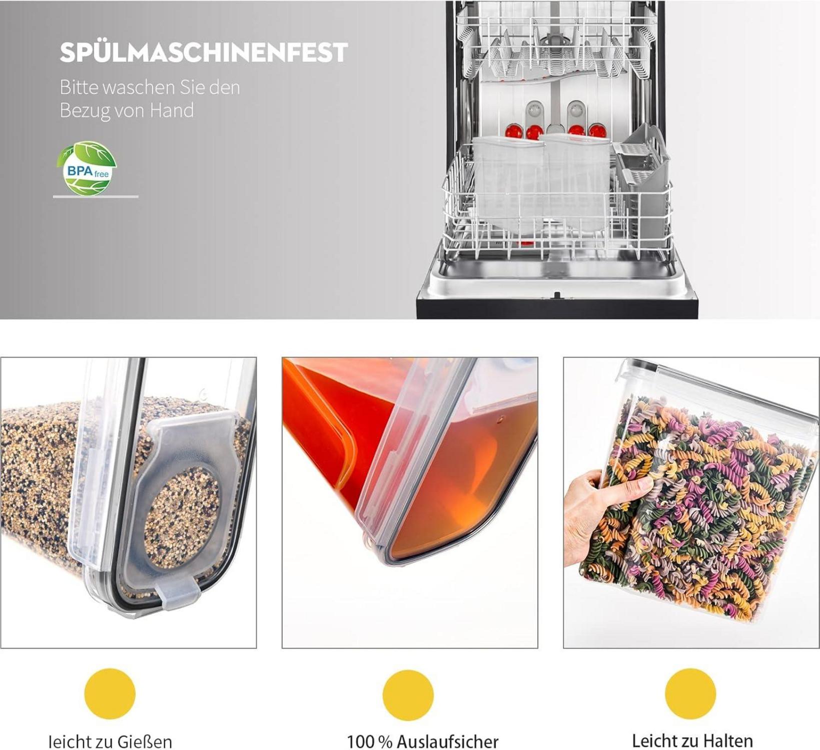 4er Set Vorratsdosen 4L Luftdicht BPA-frei für Küche Aufbewahrung