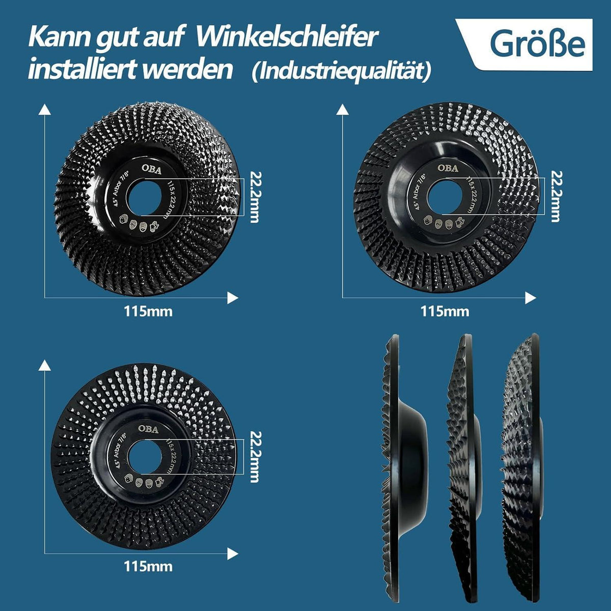 Holz Schleifscheiben für Winkelschleifer 115mm, 3er Set