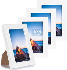 Bilderrahmen Set Weiß 10x15cm MDF Acrylglas 4er Pack